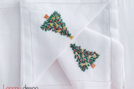 Christmas napkin set - Pine tree embroidery